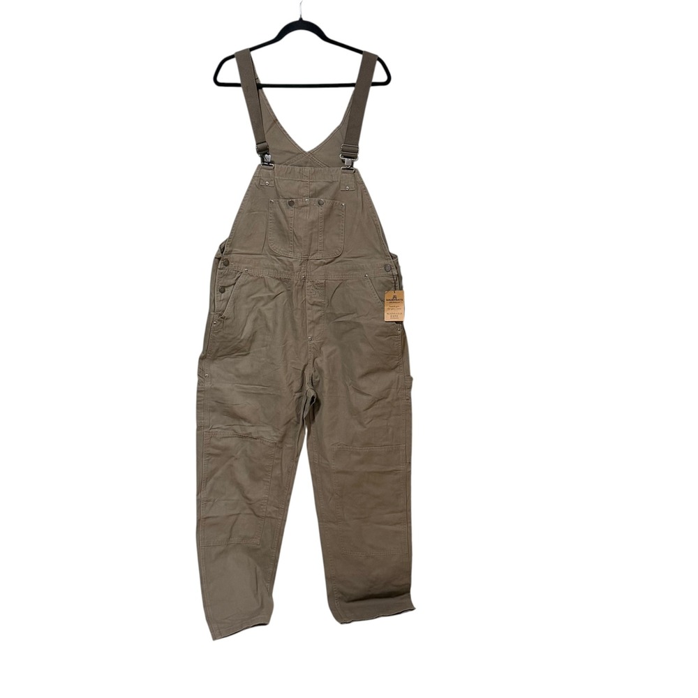 Madepants Originals Khaki Brown Canvas Double Knee Utility Overalls XL NEW